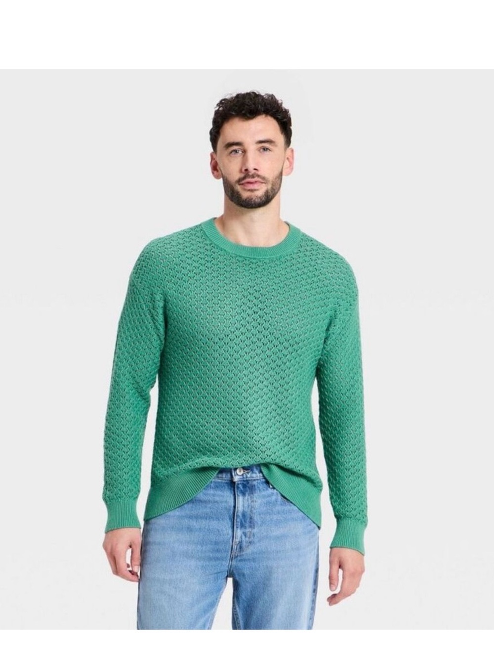 Goodfellow & Co Green Textured Crewneck Sweater